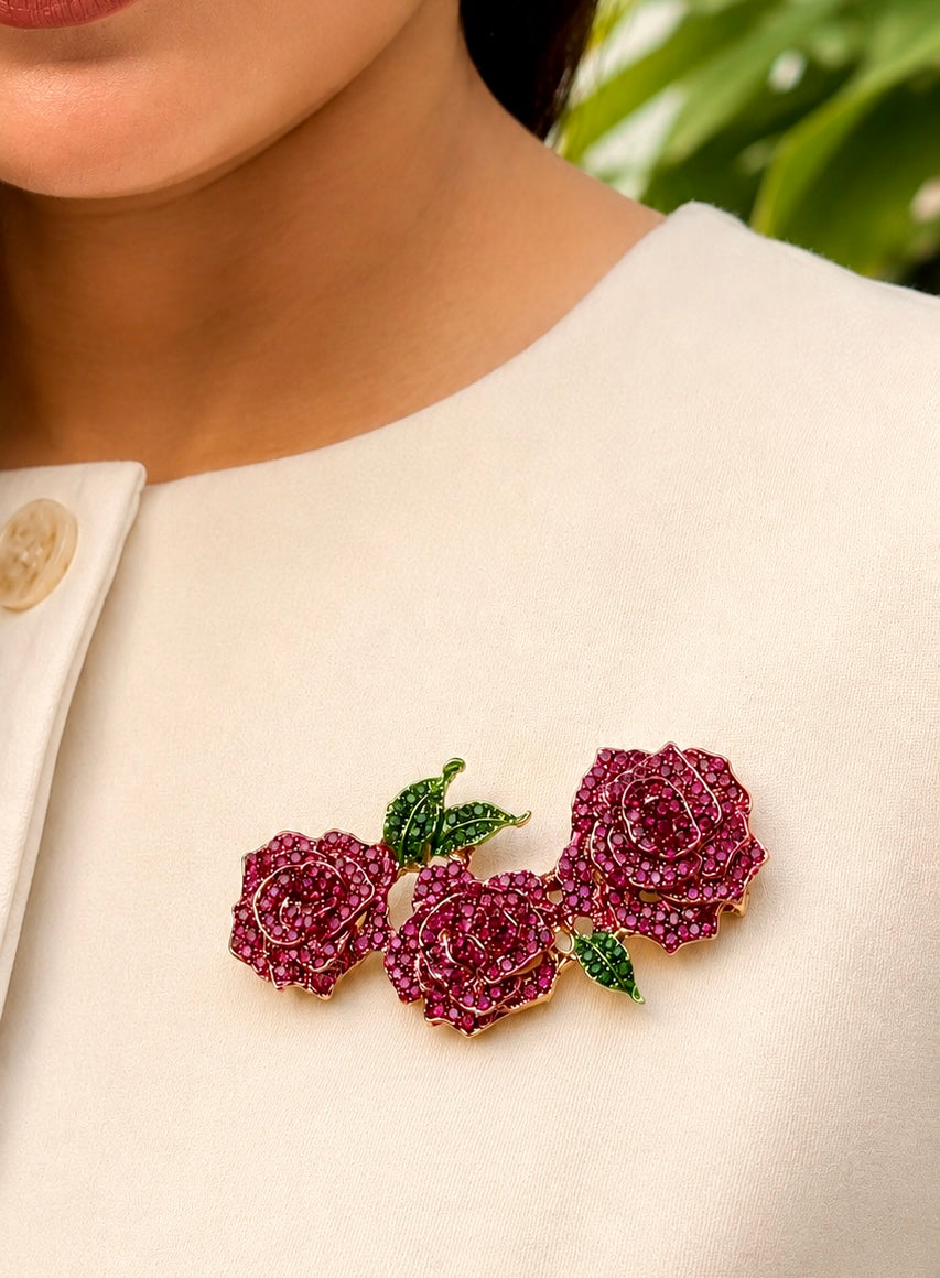 Magenta Rose Cluster brooch