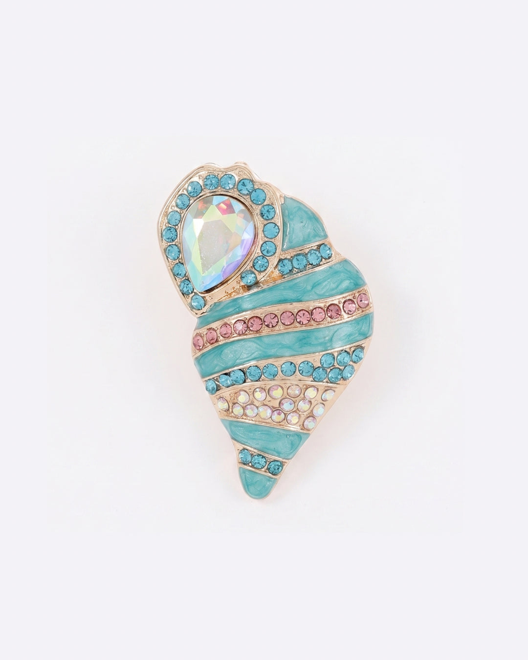 Blue sea shell brooch