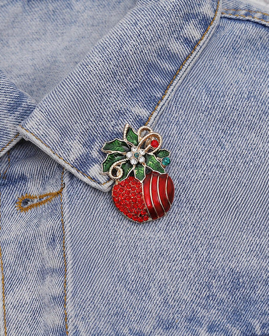 Christmas apple brooch