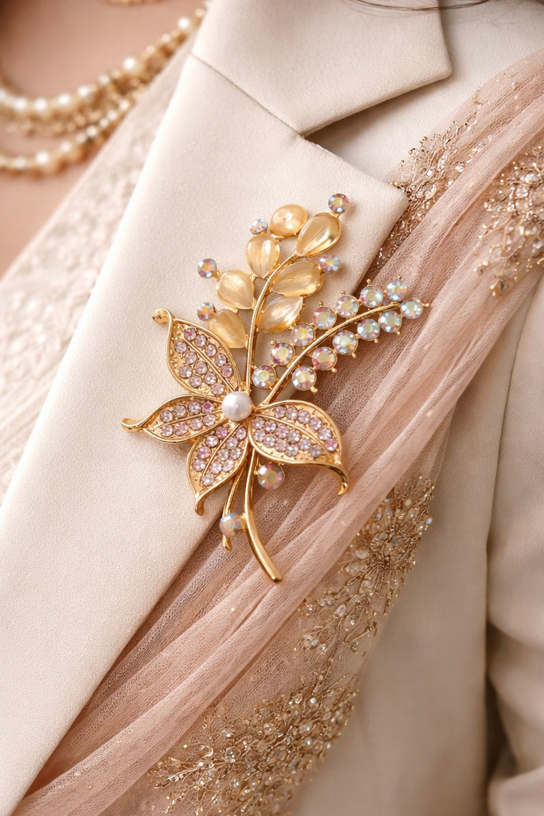 Ethnic Golden vine brooch