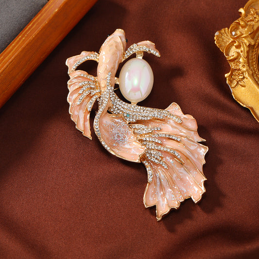 Orange Dolphin Brooch