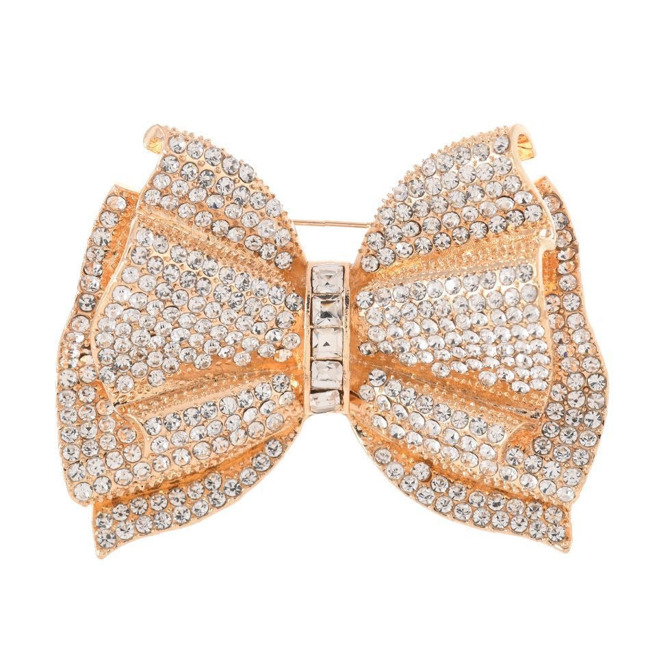 Rhinestone Bow Brooch (golden)