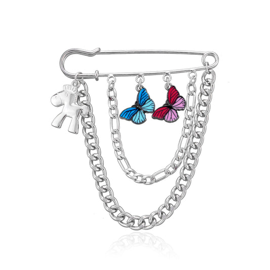 Silver flutter charm bag pin