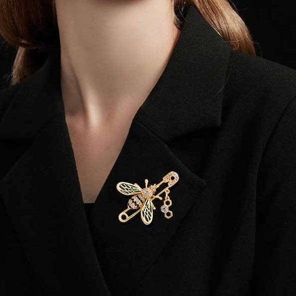 Golden and green bee pin