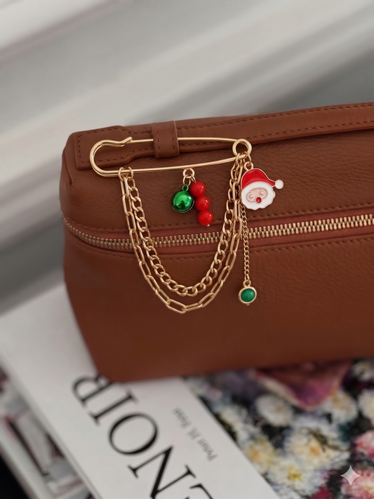 Santa Wishes Charm Bag Pin