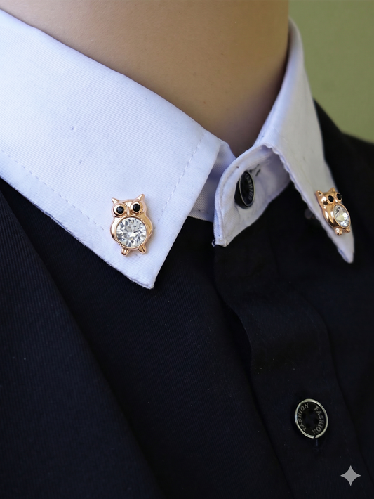 Cute owl button cuff pair