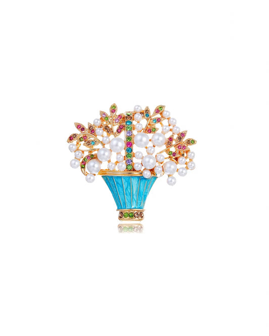 Pearl garden basket brooch