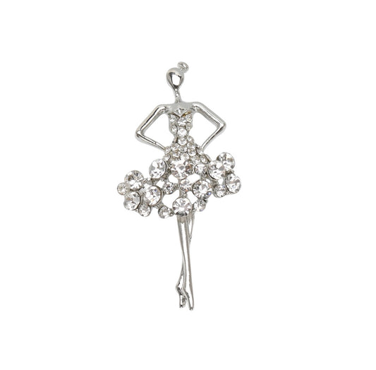 Silver ballerina brooch