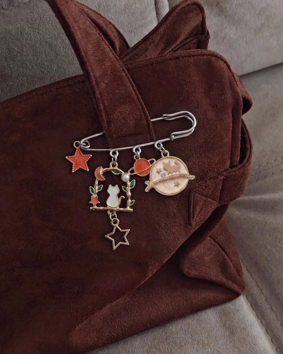 Cosmic Cat Charm Bag Pin