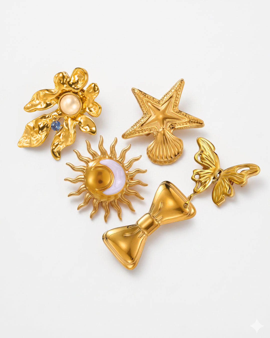 Mini metal brooches ( combo of 5 )