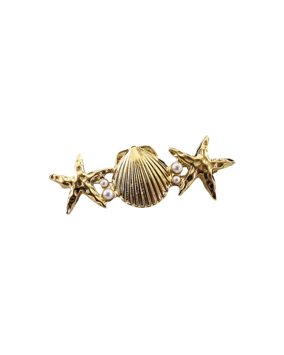 Star and shell metal brooch