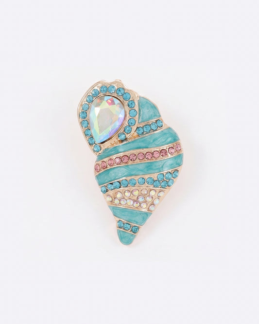 Blue sea shell brooch