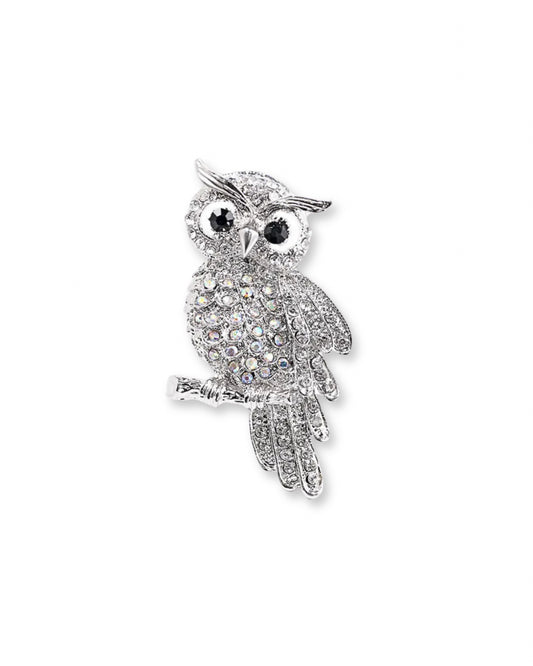 Silver owl brooch