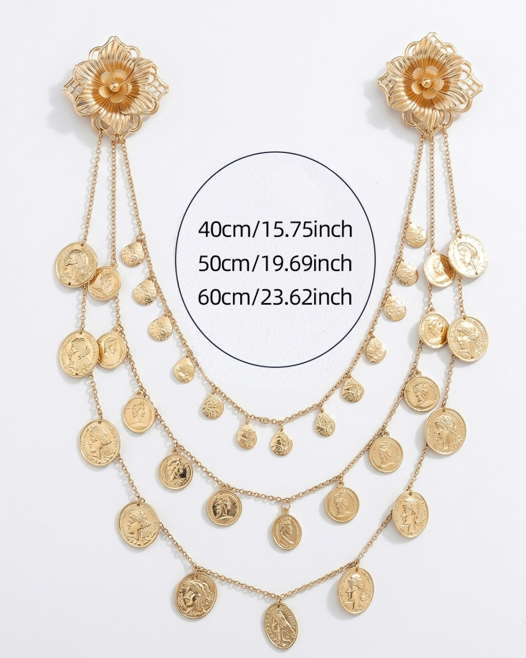 Multi layer tassel body chain brooch