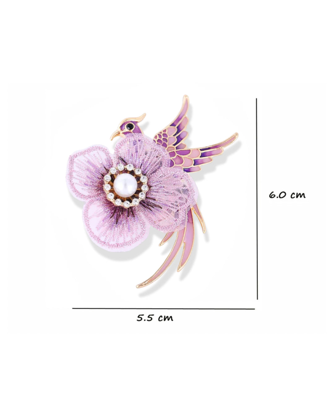 Purple bird bloom brooch