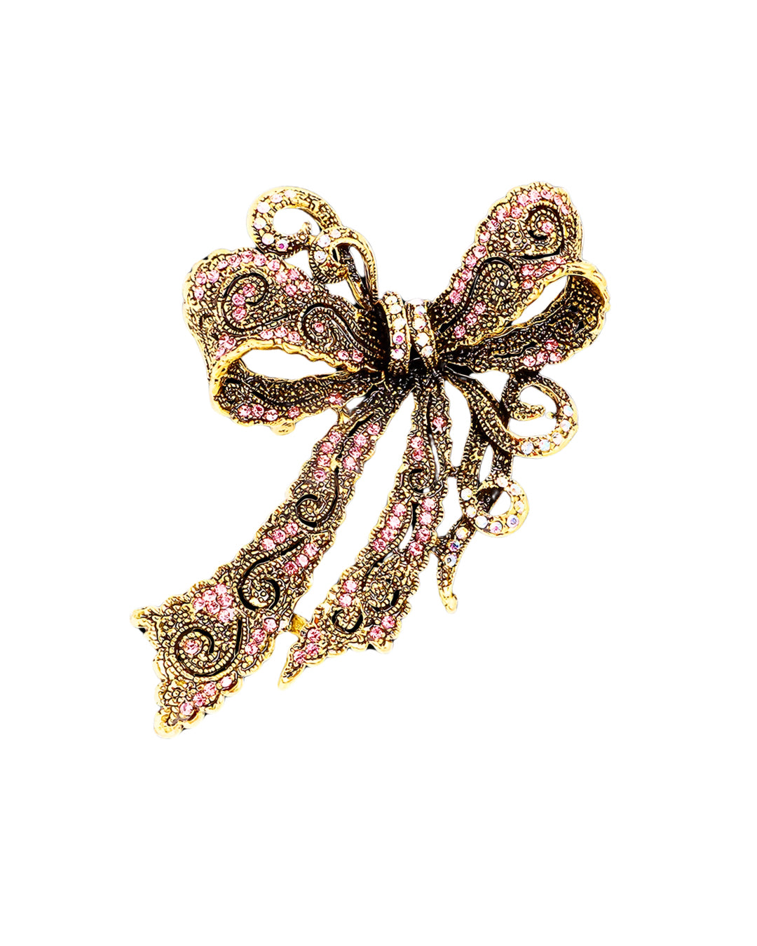 Retro bow pink brooch