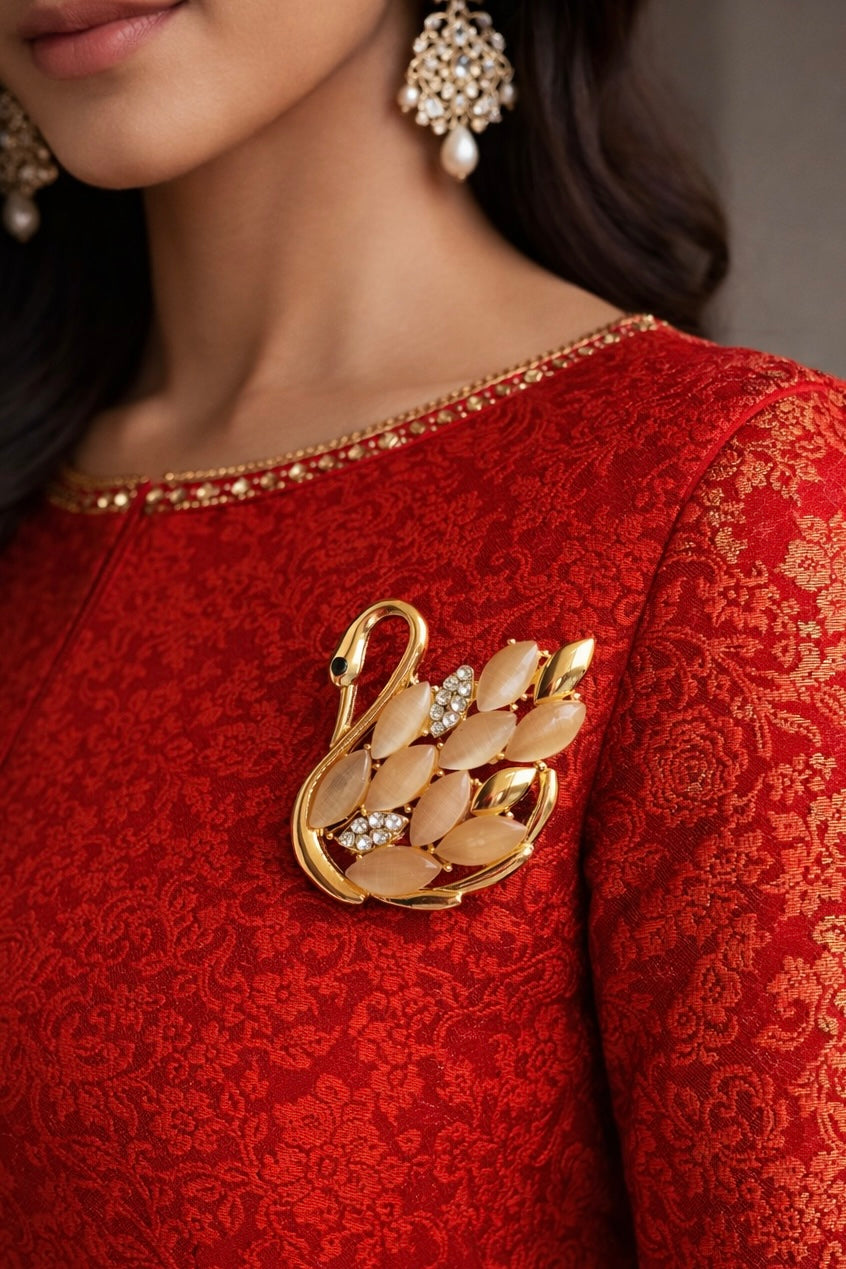 Ethnic royal Swan brooch