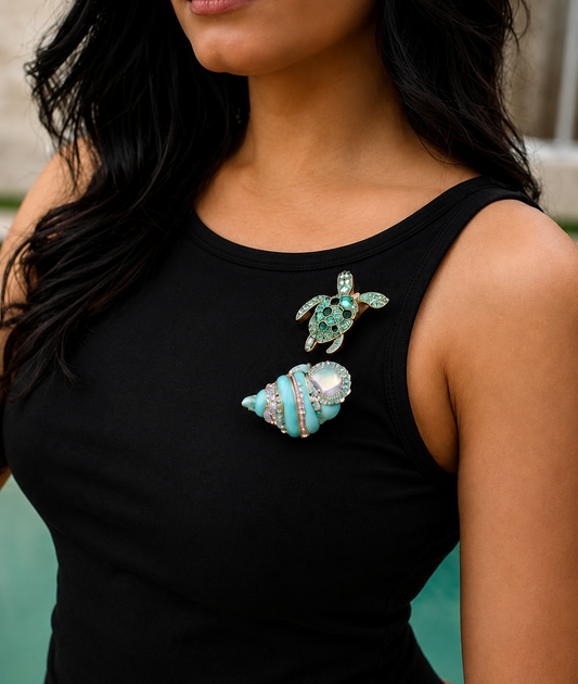 Blue Jewel tortoise brooch