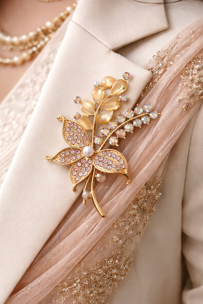 Ethnic Golden vine brooch