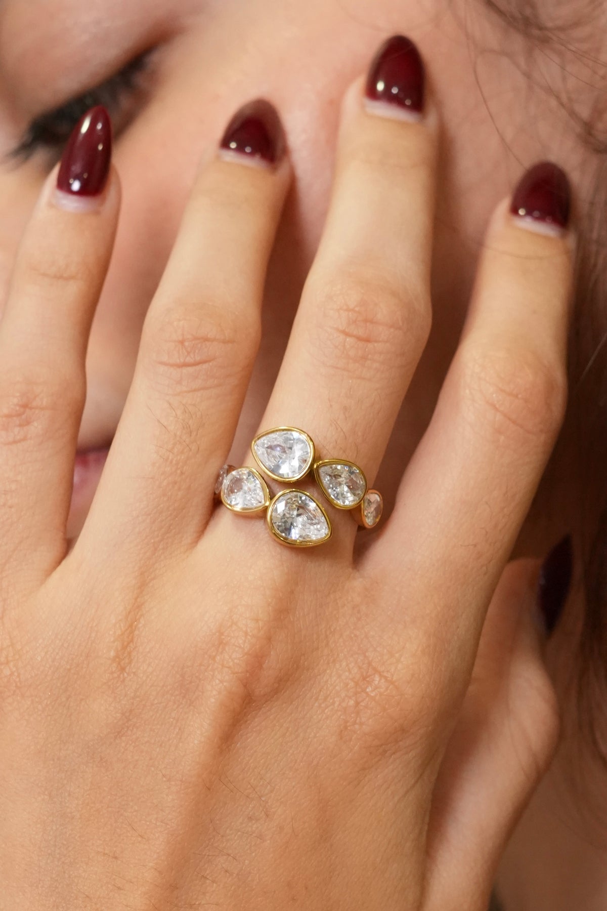 Crystal Tear-drop ring