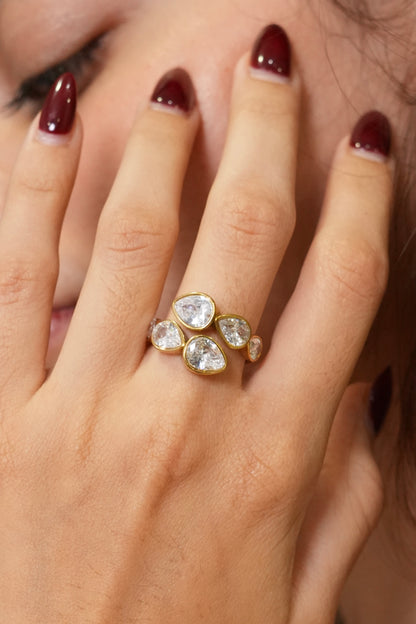 Crystal Tear-drop ring