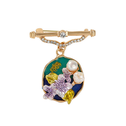 Floral pearl Label pin