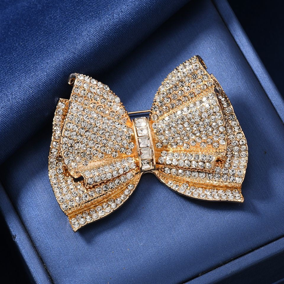 Rhinestone Bow Brooch (golden)