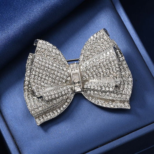Rhinestone Bow Brooch (silver)