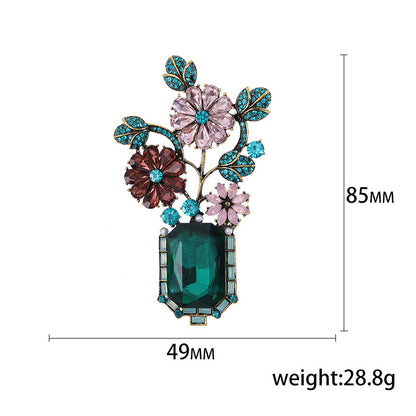 Majestic flower vase brooch