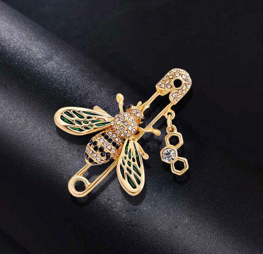 Golden and green bee pin