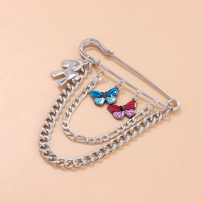 Silver flutter charm bag pin