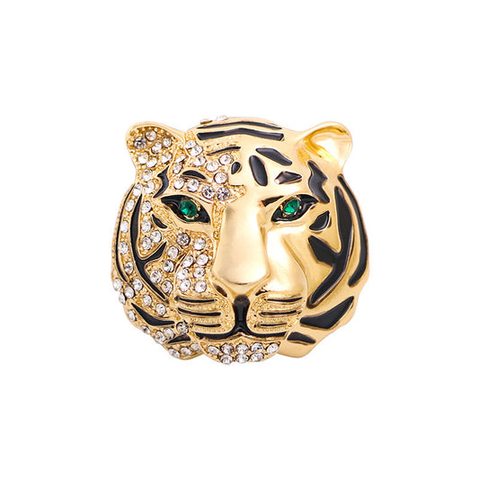 Golden tiger face brooch