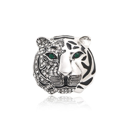 Silver tiger face brooch