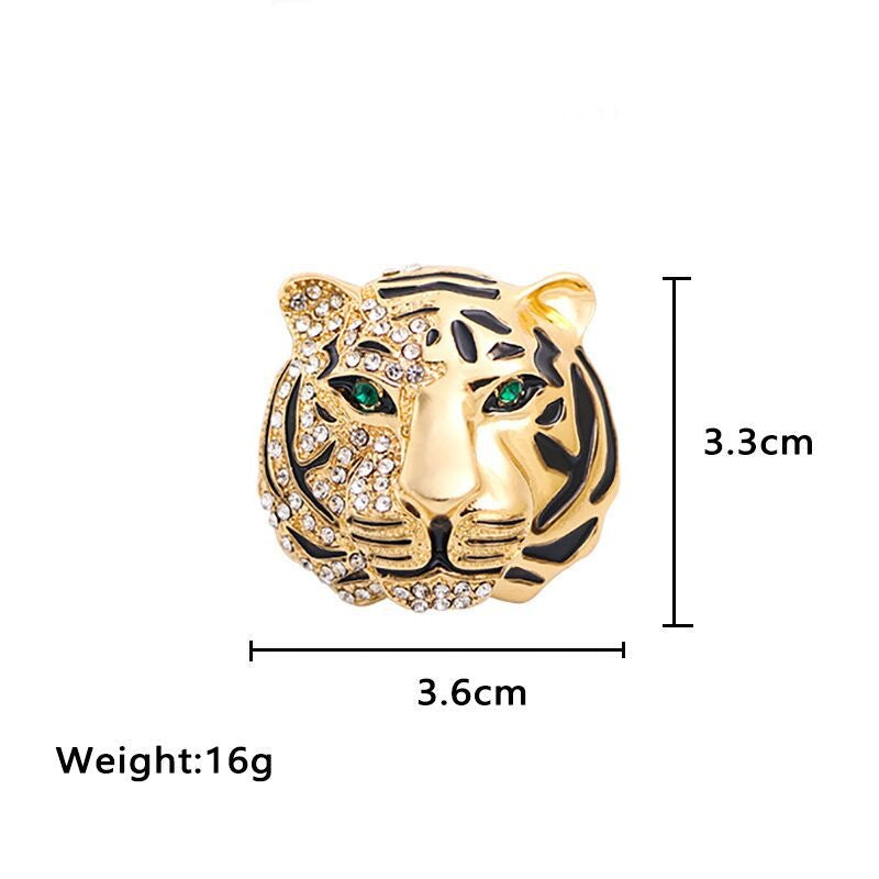 Golden tiger face brooch