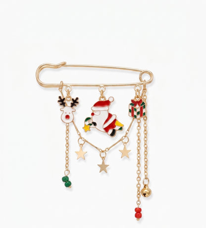 Santa and stars charm bag pin