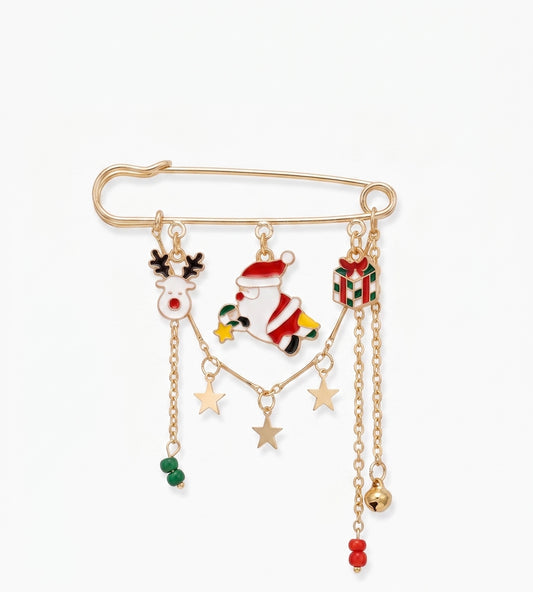 Santa and stars charm bag pin