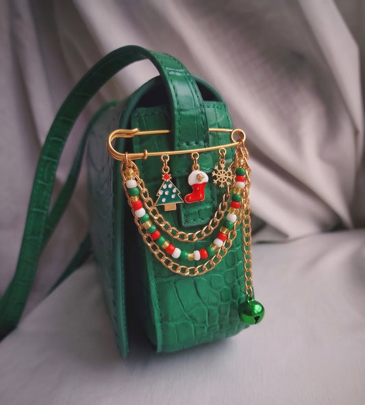Christmas Cheer Charm Bag Pin