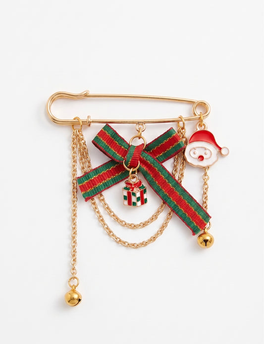 Holiday Gift Bow Charm Bag Pin