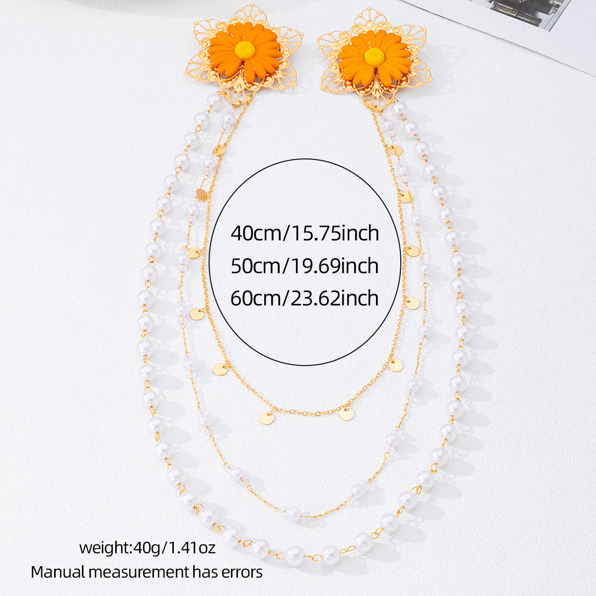Multi layer pearl body chain brooch