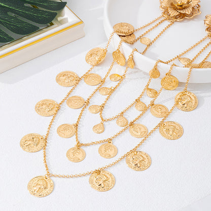 Multi layer tassel body chain brooch