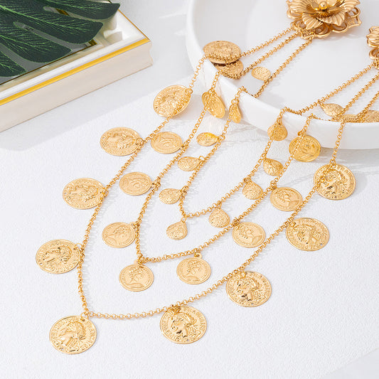 Multi layer tassel body chain brooch