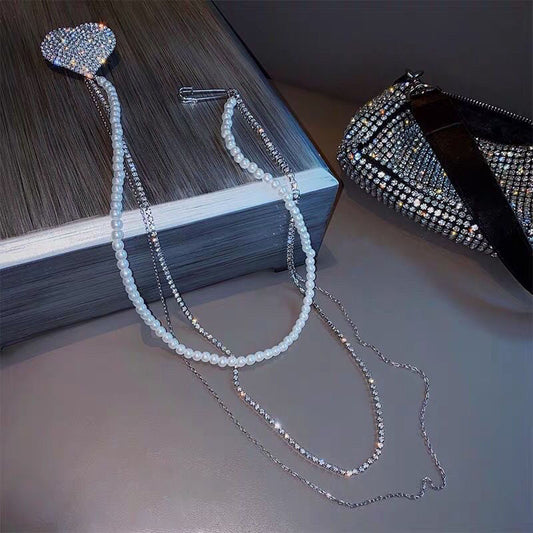 Crystal Heart body Chain Brooch
