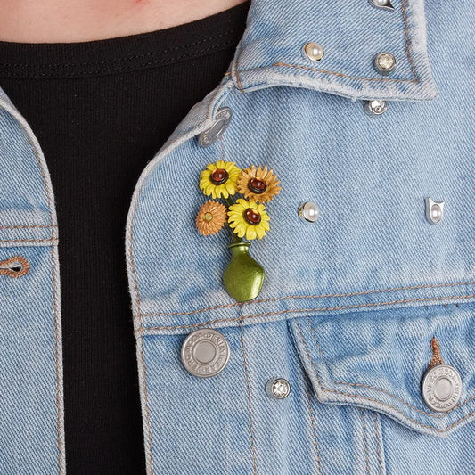 Sunlit Bloom Vase Brooch