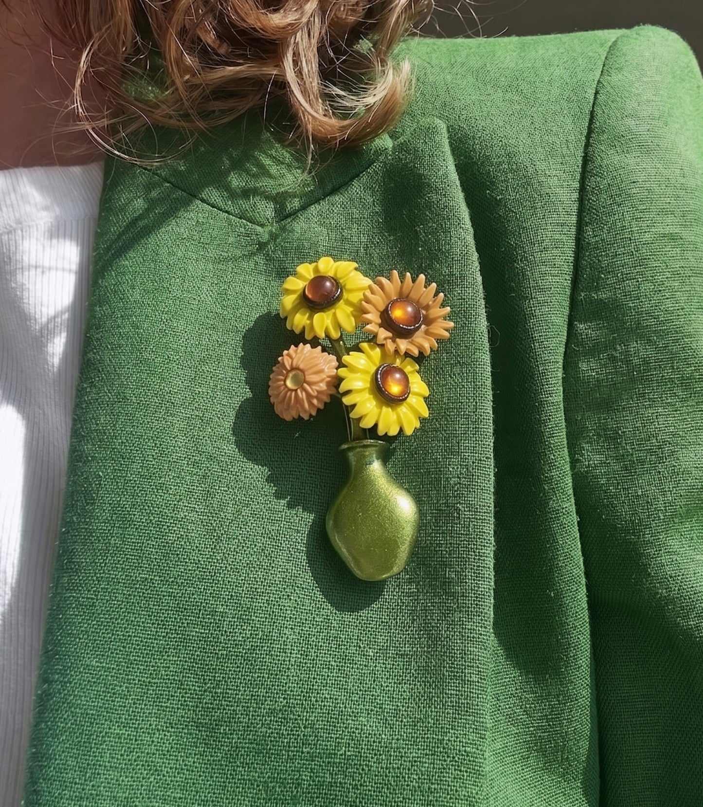 Sunlit Bloom Vase Brooch