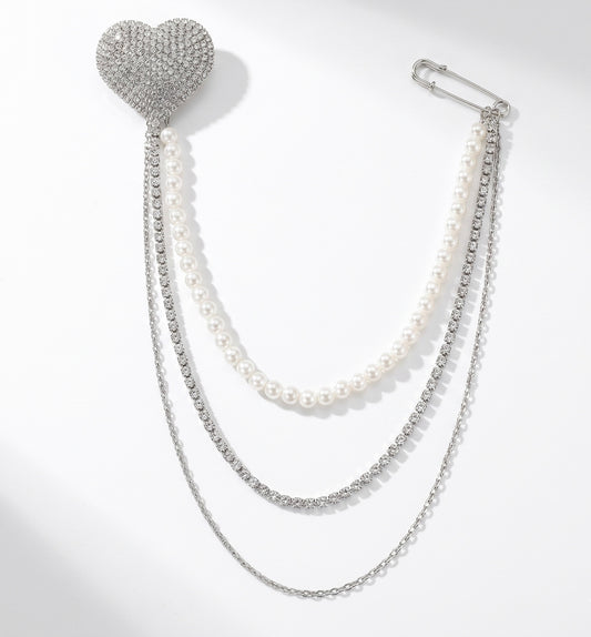 Crystal Heart body Chain Brooch