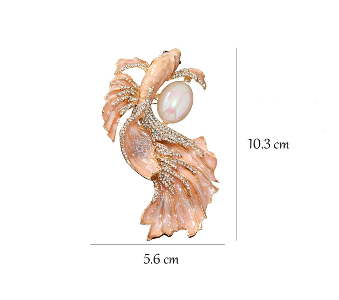 Orange Dolphin Brooch