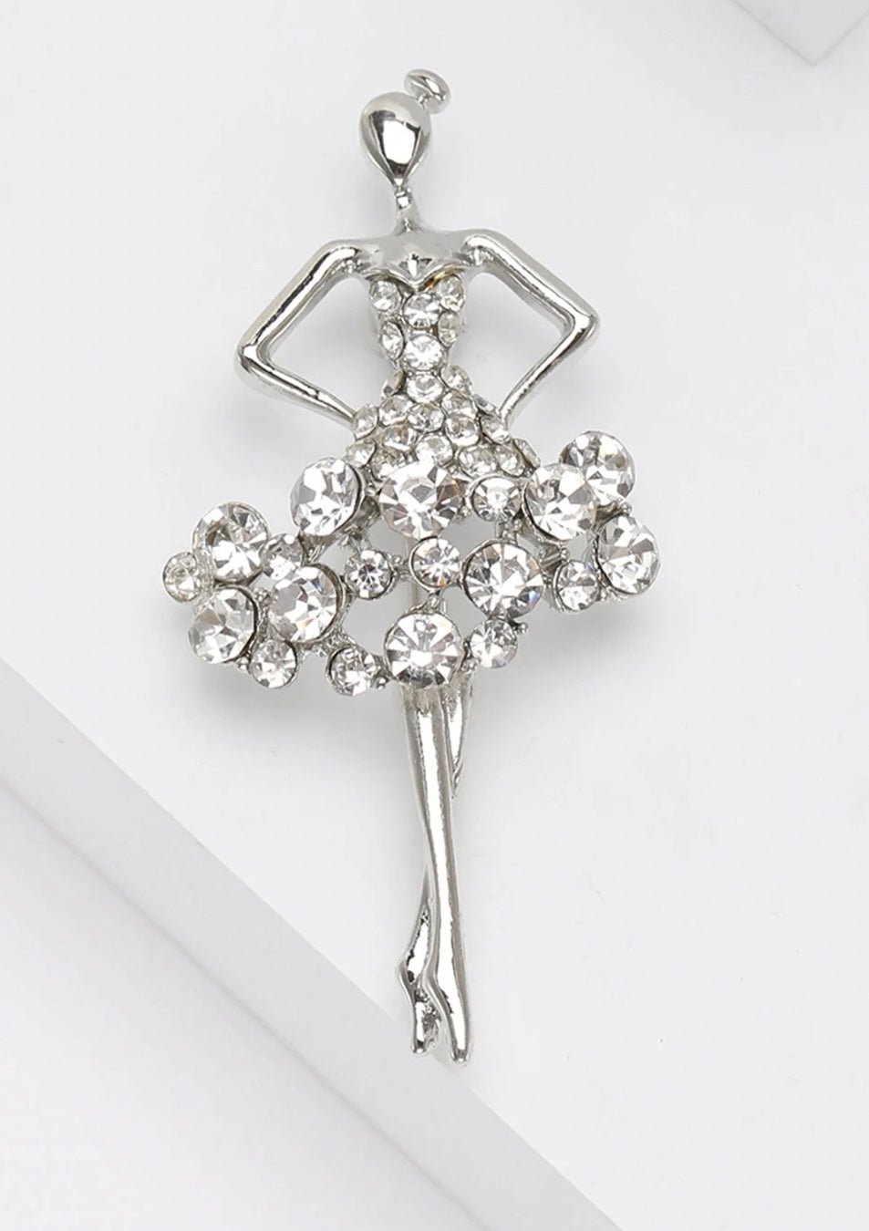 Silver ballerina brooch