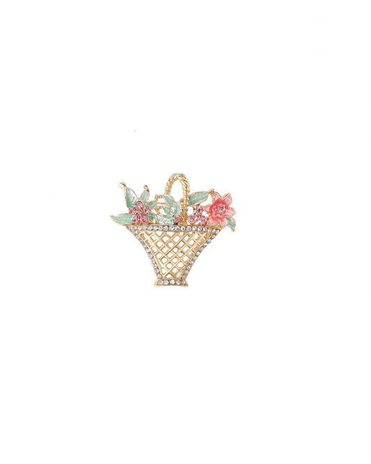 Pastel floral basket brooch