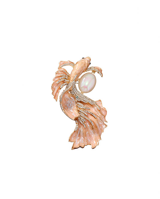 Orange Dolphin Brooch