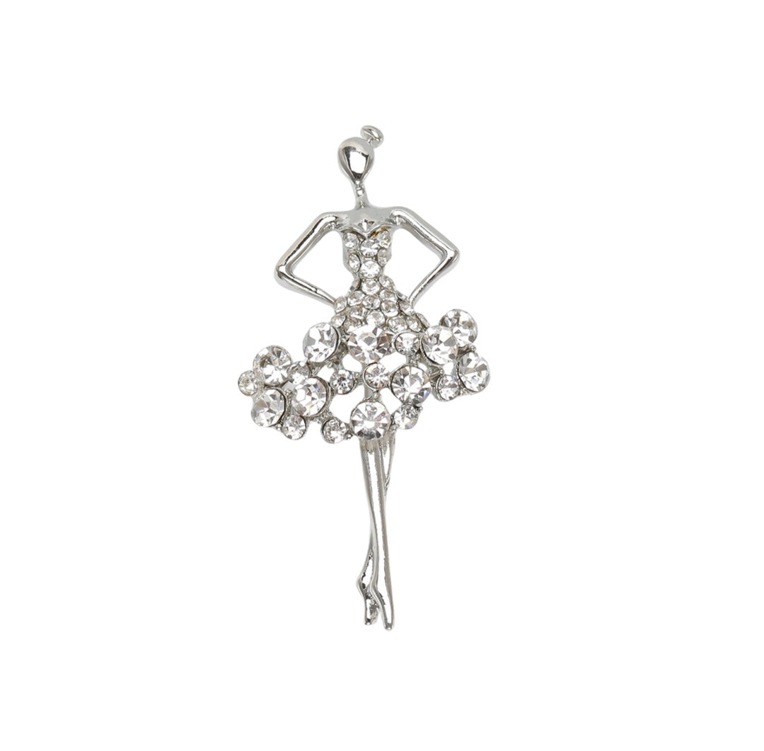 Silver ballerina brooch